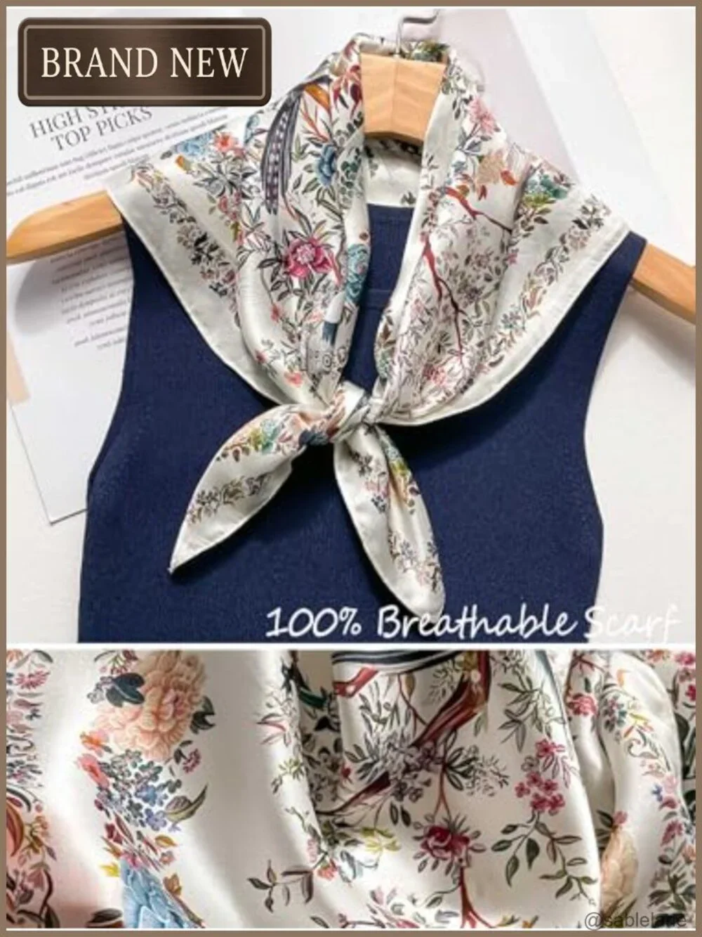 Silky Polyester Square Scarf for Women Lightweight Bandana Neck Hair Wrap 27.5